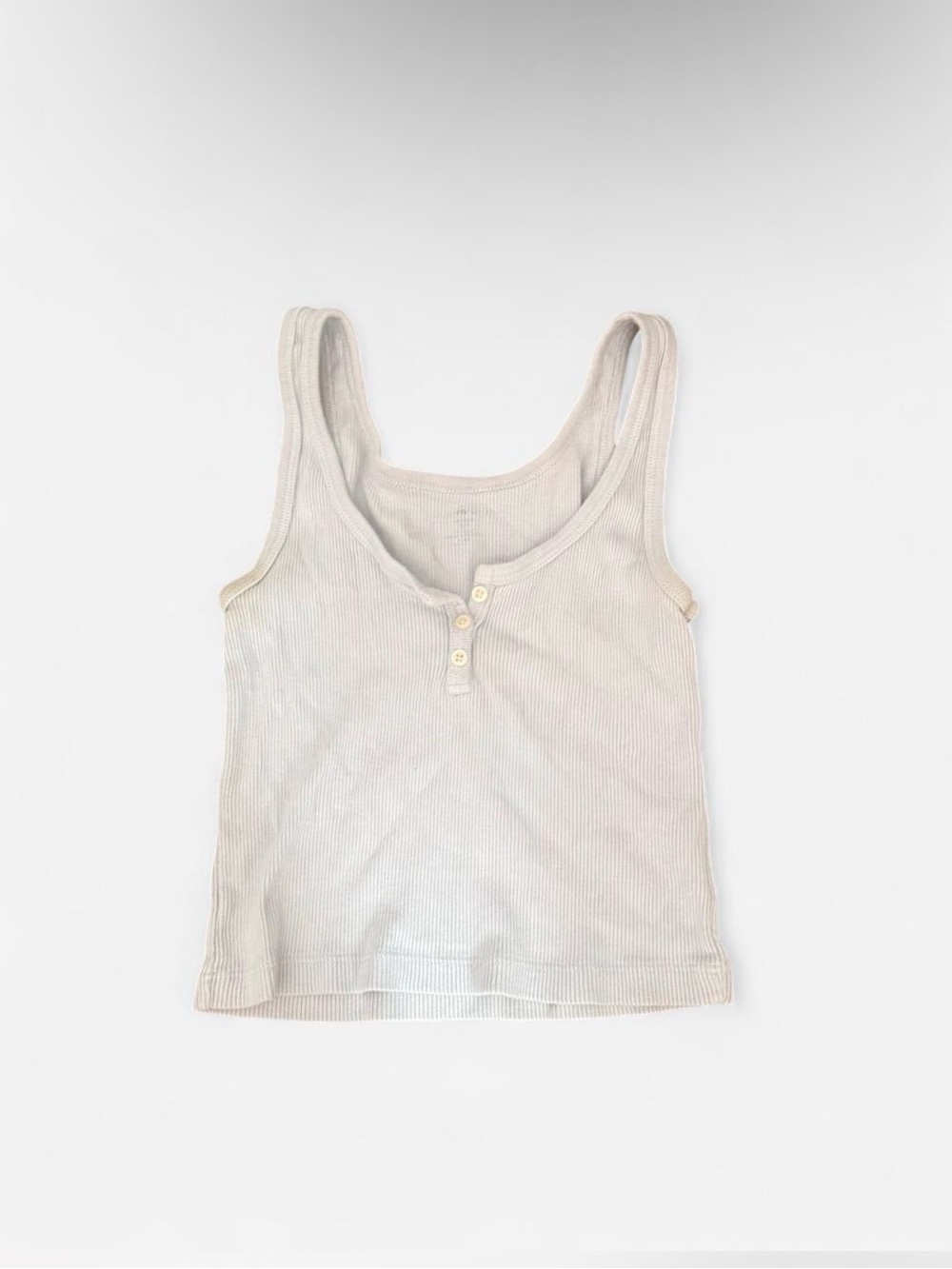 Brandy Melville Light Blue Ribbed Henley Tank Top